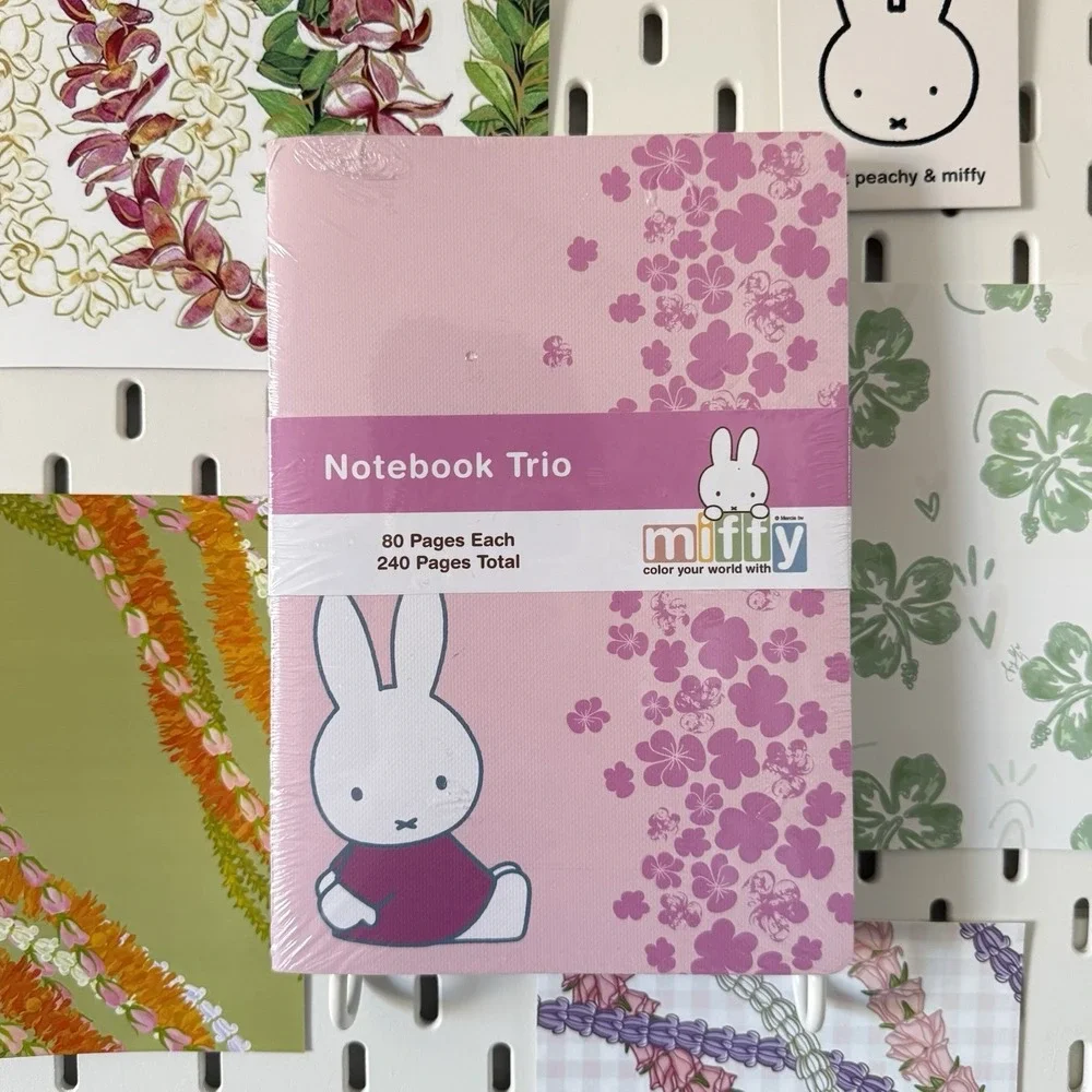 NEW Miffy Pink Sakura Flowers Notebooks Trio 3 Pack Journals 80 Lined Pages Each